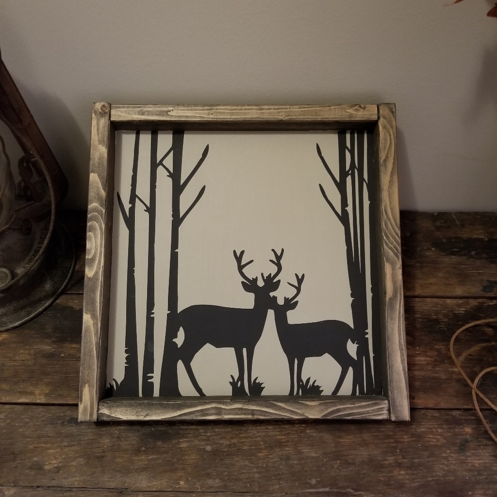 *HOST PICK* Handmade framed wood deer sign